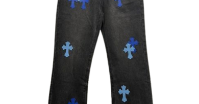 Chrome Hearts Black and Blue Cross Jeans